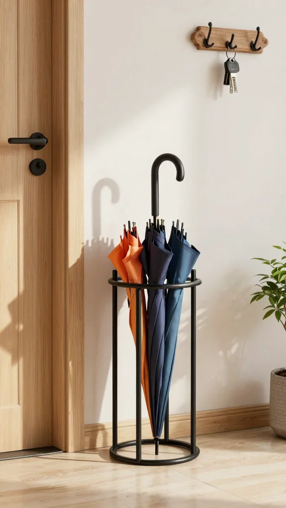 10 Entryway Umbrella Stand Ideas for a Stylish Practical Entrance Detail - 1. Minimalist Metal Stand 1