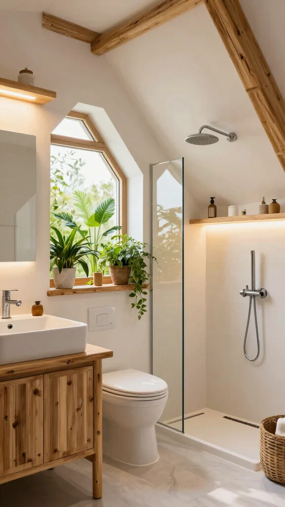 11 Attic Jack-and-Jill Bathroom Ideas for a Shared Stylish Top-Floor Space - 11. Eco-Friendly Features 1