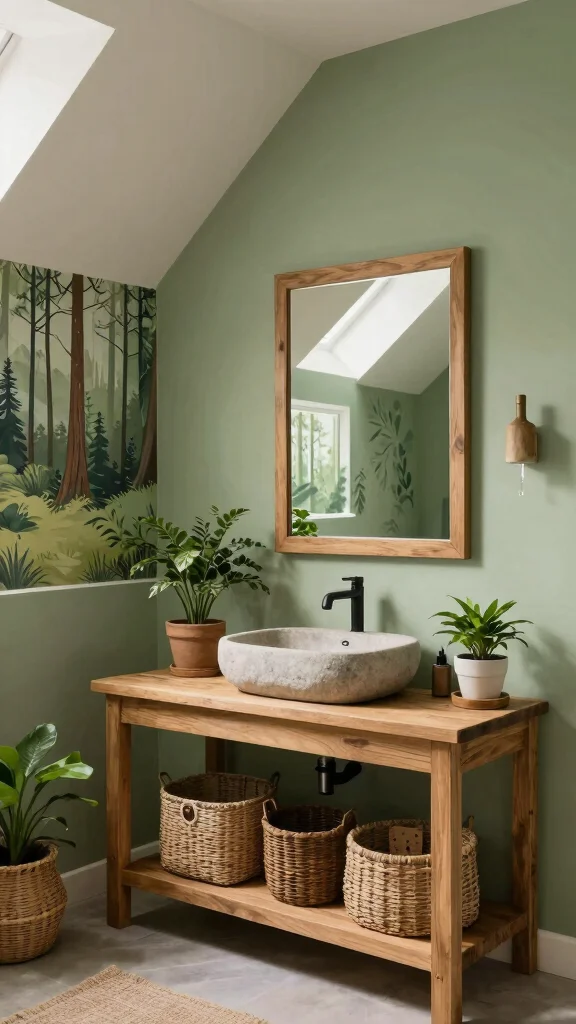 11 Attic Jack-and-Jill Bathroom Ideas for a Shared Stylish Top-Floor Space - 5. Nature-Inspired Decor 1