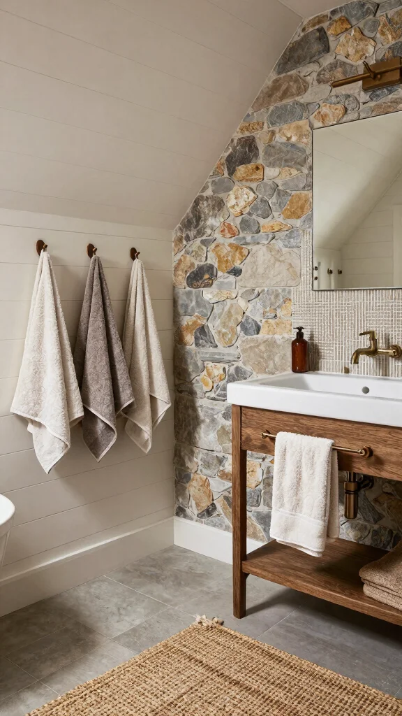 11 Attic Jack-and-Jill Bathroom Ideas for a Shared Stylish Top-Floor Space - 8. Textured Elements 1