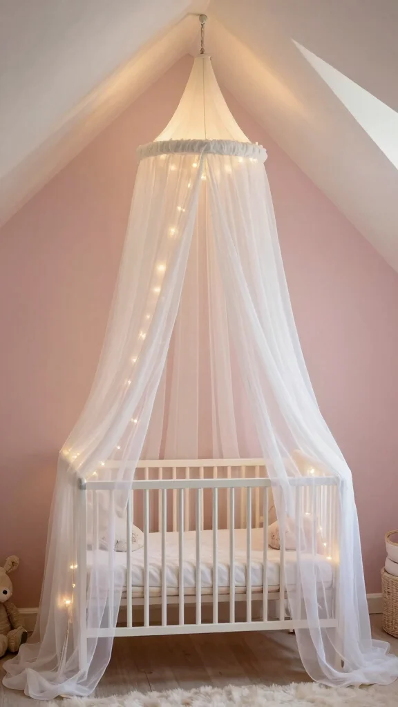 11 Attic Nursery Ideas With Slanted Ceilings for a Unique Baby Room - 4. Create a Canopy Effect 1
