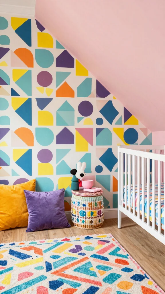 11 Attic Nursery Ideas With Slanted Ceilings for a Unique Baby Room - 7. Play with Color and Patterns 1