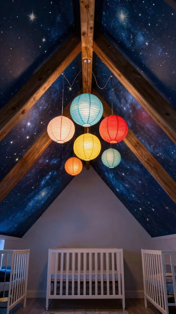 11 Attic Nursery Ideas With Slanted Ceilings for a Unique Baby Room - 9. Install a Fun Ceiling Feature 1