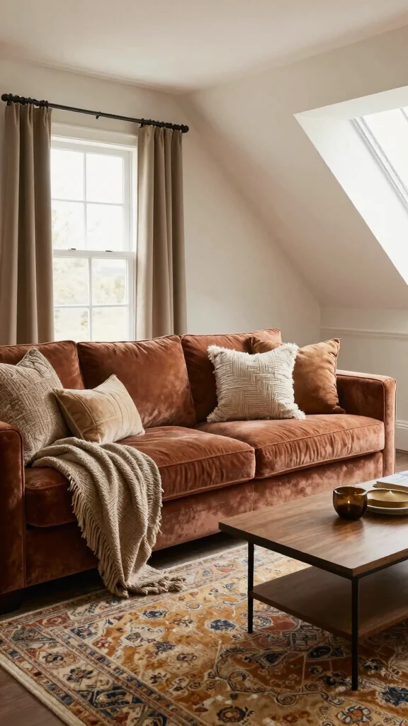 11 Attic TV Room Ideas With Sloped Ceilings for a Cozy Viewing Space - 5. Embrace Soft Textiles 1