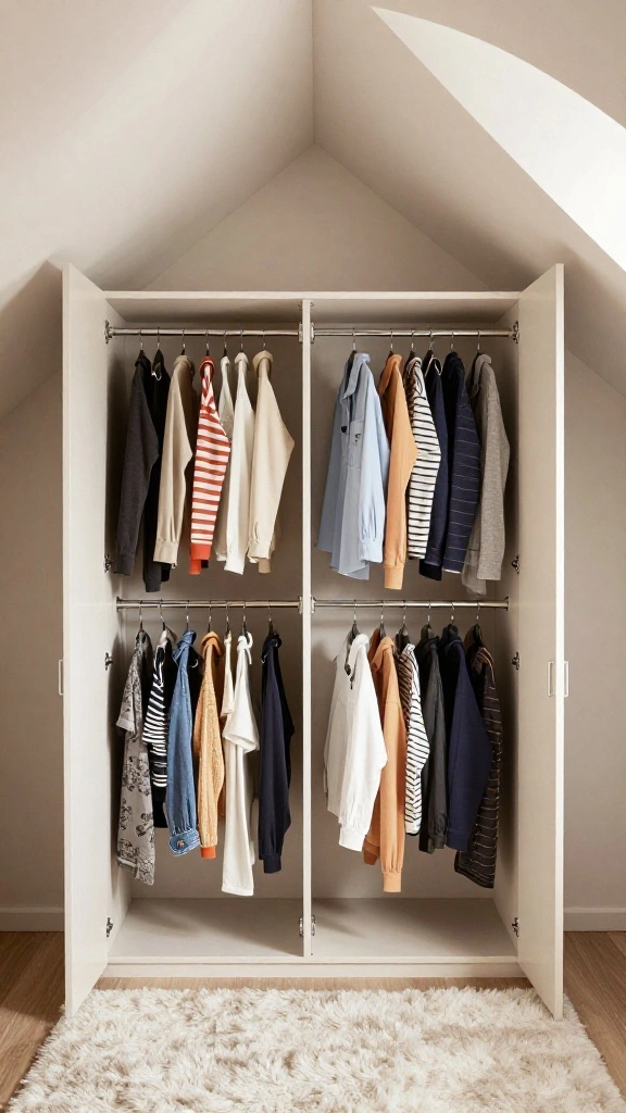 11 Attic Walk-In Closet Ideas With Slanted Ceilings for a Clever Space - 5. Vertical Clothing Racks 1