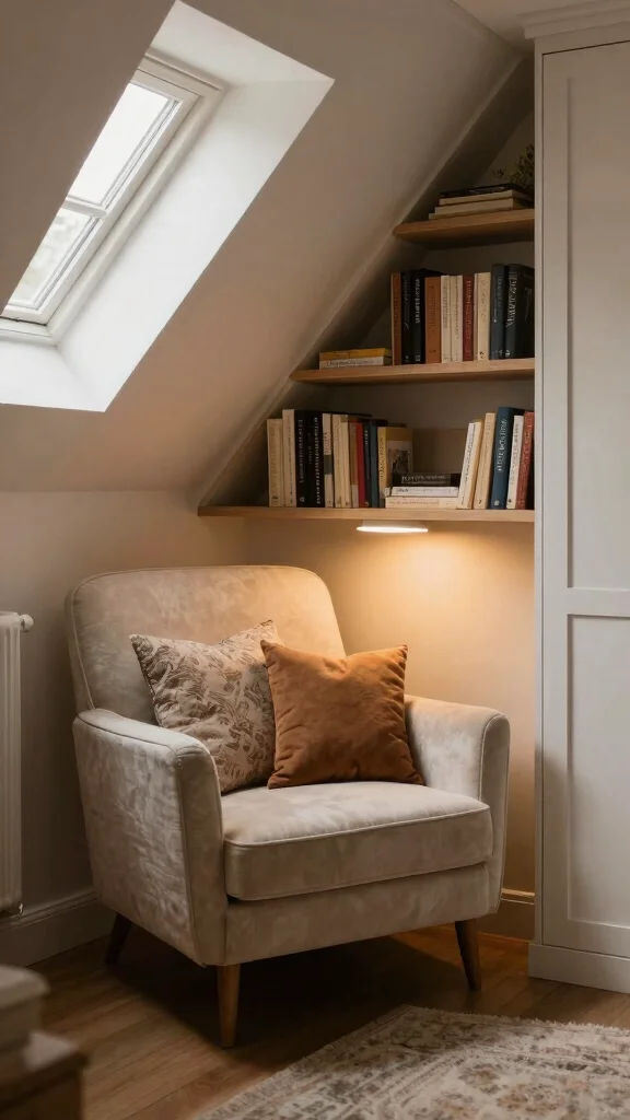 11 Attic Wardrobe Ideas With Sloped Ceilings for a Space-Smart Storage - 11. Cozy Reading Nook 1