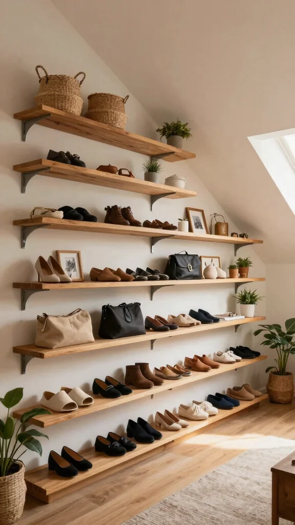 11 Attic Wardrobe Ideas With Sloped Ceilings for a Space-Smart Storage - 2. Sloped Ceiling Shelving 1