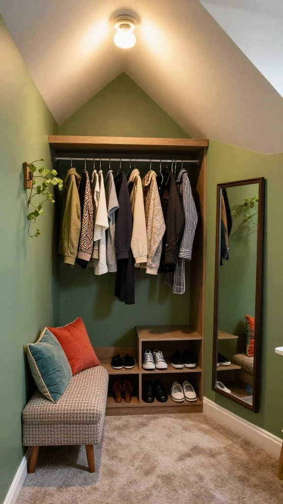 11 Attic Wardrobe Ideas With Sloped Ceilings for a Space-Smart Storage - 3. Corner Wardrobe Nook 1
