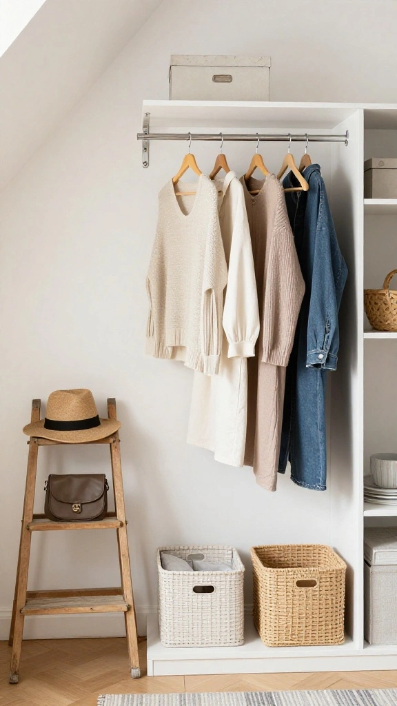 11 Attic Wardrobe Ideas With Sloped Ceilings for a Space-Smart Storage - 4. Open Wardrobe Solutions 1