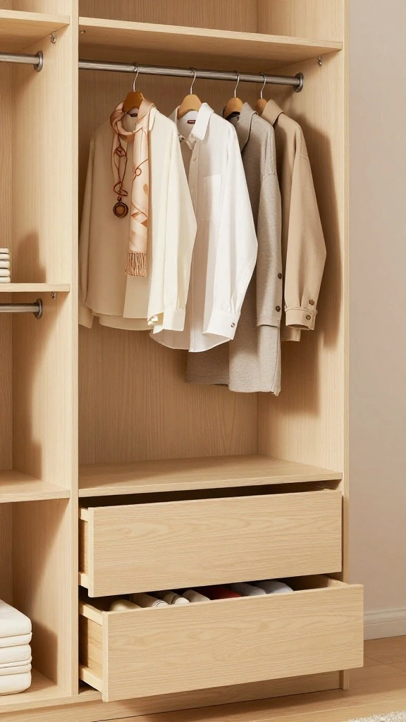11 Attic Wardrobe Ideas With Sloped Ceilings for a Space-Smart Storage - 6. Vertical Dividers for Clothing 1