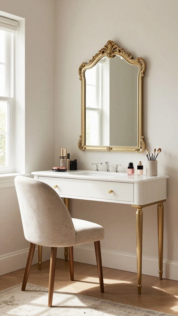 11 Attic Wardrobe Ideas With Sloped Ceilings for a Space-Smart Storage - 8. Dressing Area with Vanity 1