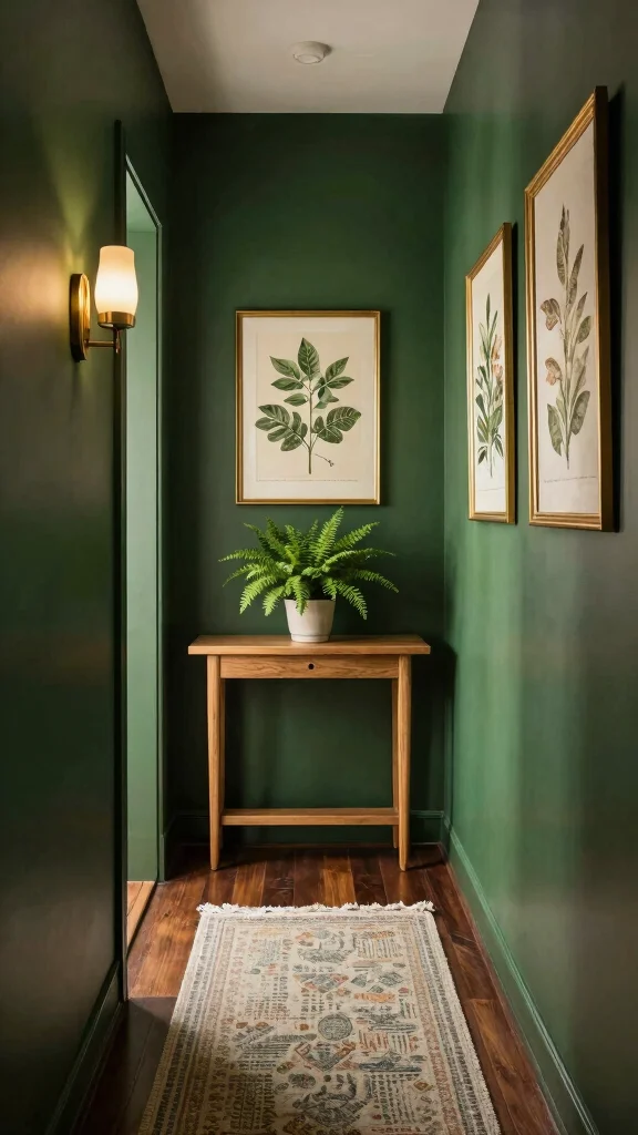 11 Dark Narrow Hallway Ideas for a Moody Dramatic Entrance - 1. Embrace Deep Colors 1