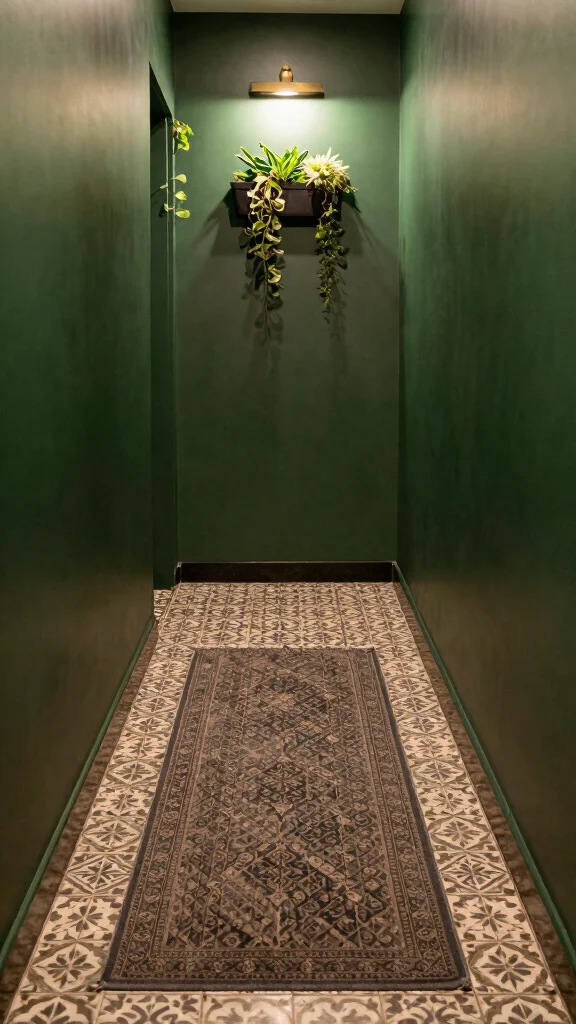 11 Dark Narrow Hallway Ideas for a Moody Dramatic Entrance - 7. Play with Flooring 1
