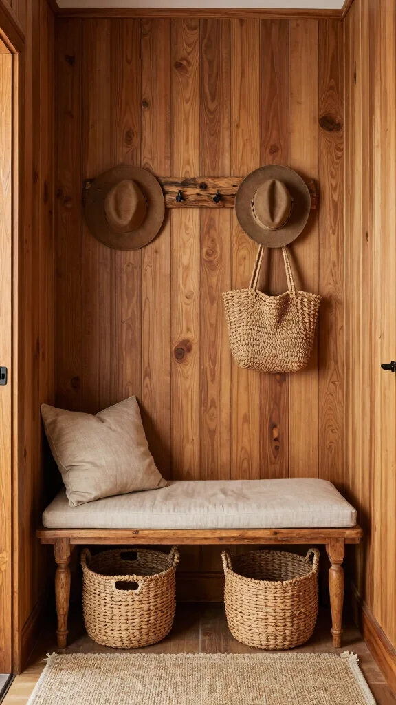 11 Entryway Board-and-Batten Wall Ideas for a Classic Charming Detail - 3. Farmhouse Chic with Natural Wood 1
