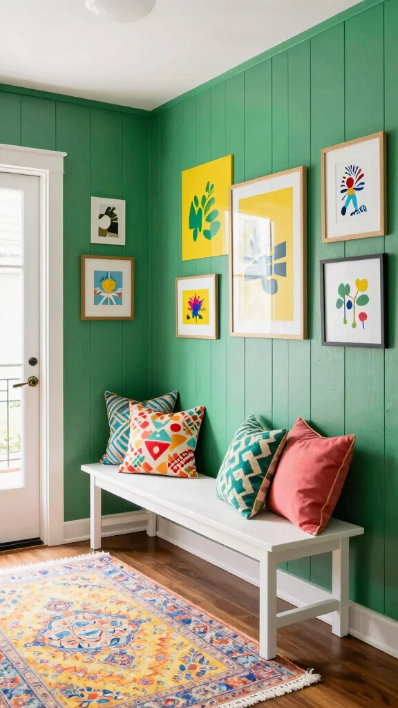11 Entryway Board-and-Batten Wall Ideas for a Classic Charming Detail - 4. Colorful Playfulness 1