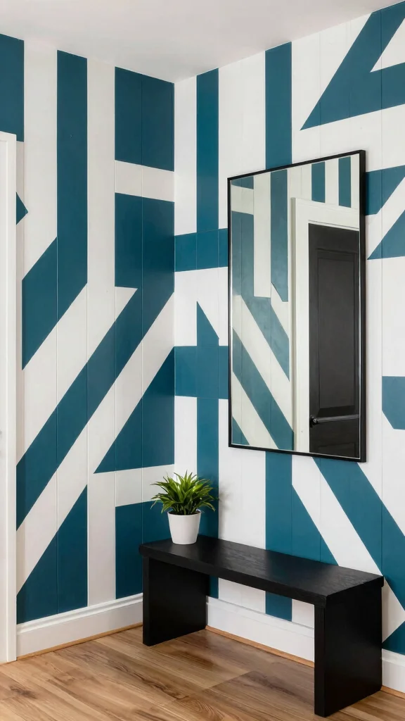 11 Entryway Board-and-Batten Wall Ideas for a Classic Charming Detail - 8. Bold Geometric Patterns 1