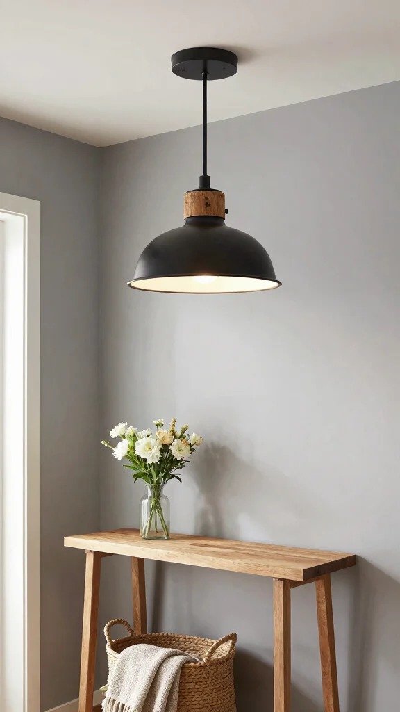 11 Entryway Flush Mount Light Fixture Ideas for a Clean Bright Ceiling - 4. Nature-Inspired Wood and Metal Combinations 1