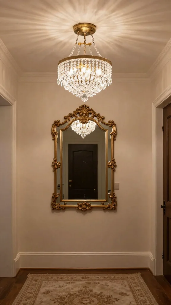 11 Entryway Flush Mount Light Fixture Ideas for a Clean Bright Ceiling - 5. Vintage Glam with Crystal Accents 1