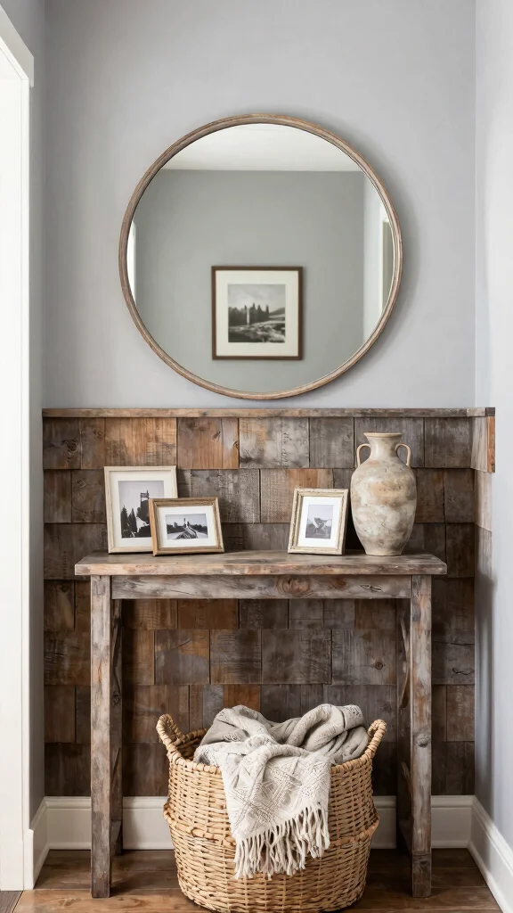 11 Entryway Half-Wall Paneling Ideas for a Textured Two-Tone Finish - 1. Rustic Shiplap Elegance 1