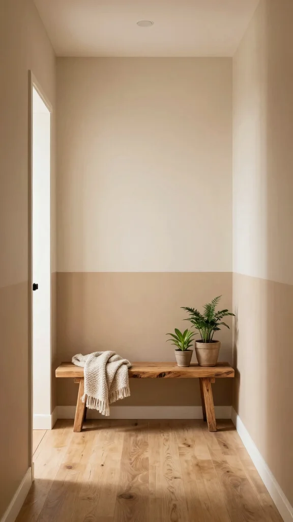 11 Entryway Half-Wall Paneling Ideas for a Textured Two-Tone Finish - 8. Earthy Tones for a Warm Feel 1