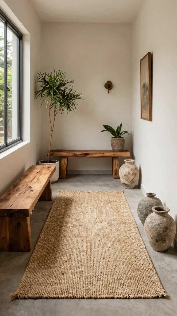 11 Entryway Jute Rug Ideas for a Natural Textured Warm Floor - 11. Nature-Inspired Decor 1
