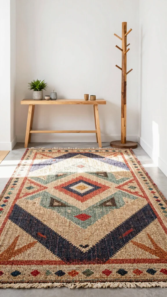 11 Entryway Jute Rug Ideas for a Natural Textured Warm Floor - 2. Bold Geometric Patterns 1