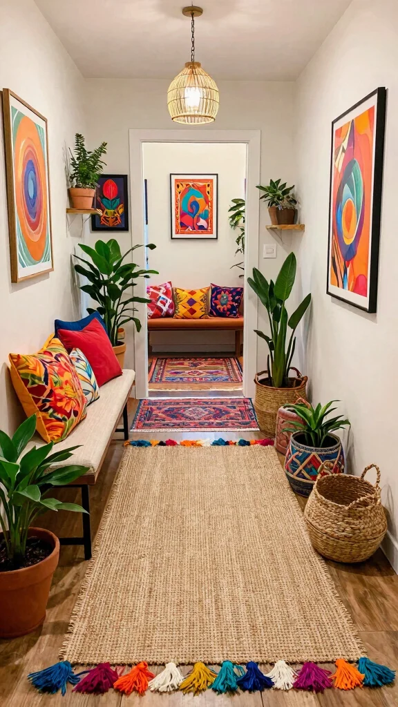 11 Entryway Jute Rug Ideas for a Natural Textured Warm Floor - 5. Bohemian Bliss 1