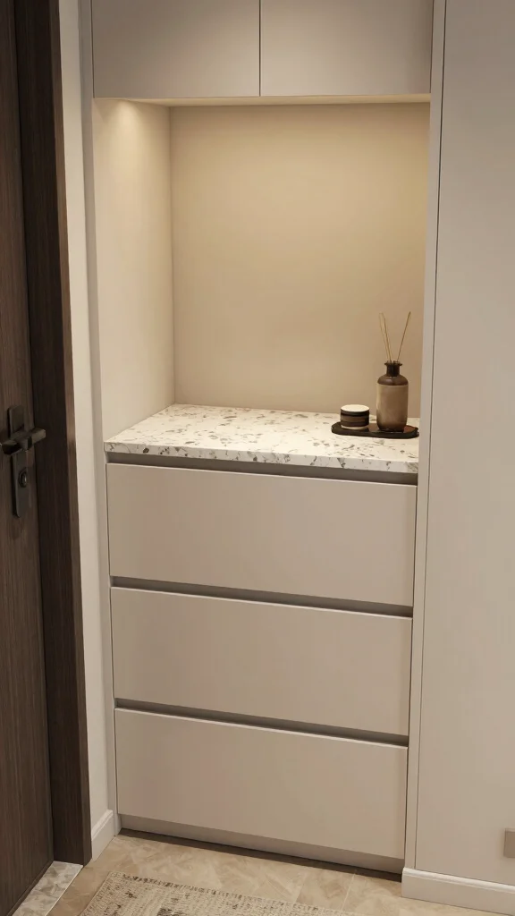 11 Entryway Key and Mail Holder Ideas for a Clutter-Free Organized Space - 11. In-Build Nook with Drawers 1