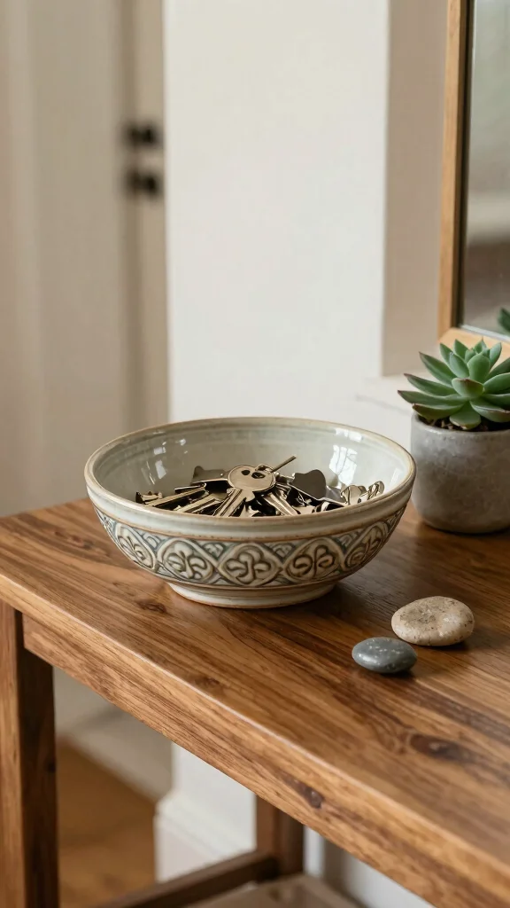 11 Entryway Key and Mail Holder Ideas for a Clutter-Free Organized Space - 6. Decorative Bowl or Tray 1