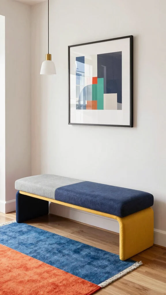 11 Entryway Upholstered Bench Ideas for a Comfortable Stylish Entrance - 6. Contemporary Contrast 1