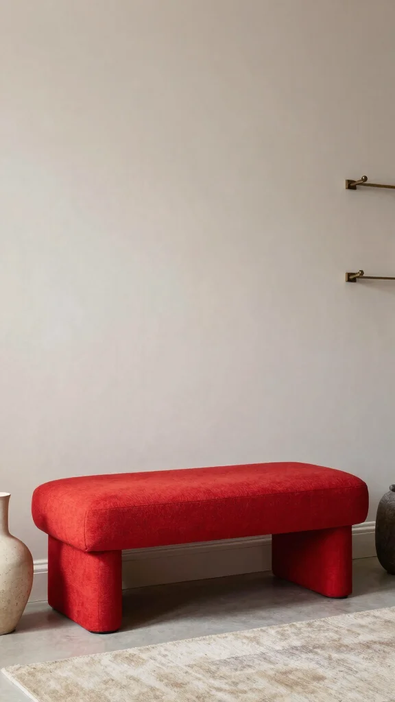 11 Entryway Upholstered Bench Ideas for a Comfortable Stylish Entrance - 9. Bold Statement Bench 1