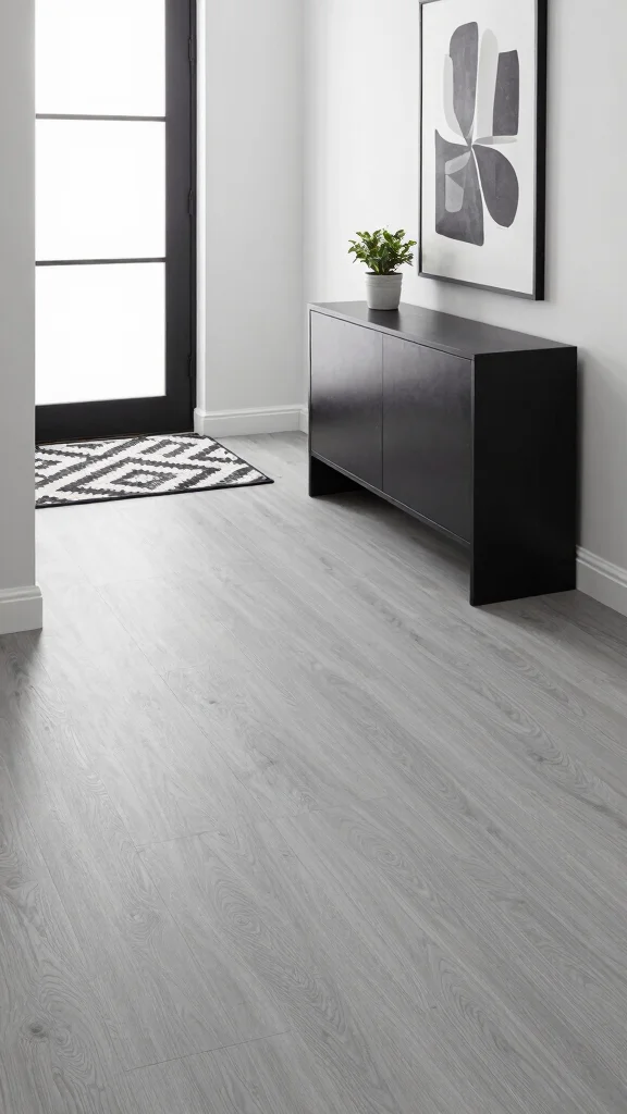 11 Entryway Vinyl Flooring Ideas for a Durable, Waterproof, Stylish Floor - 5. Monochrome Minimalism 1
