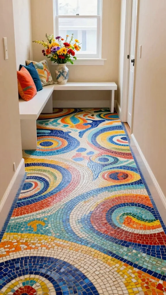 11 Entryway Vinyl Flooring Ideas for a Durable, Waterproof, Stylish Floor - 7. Artistic Mosaics 1