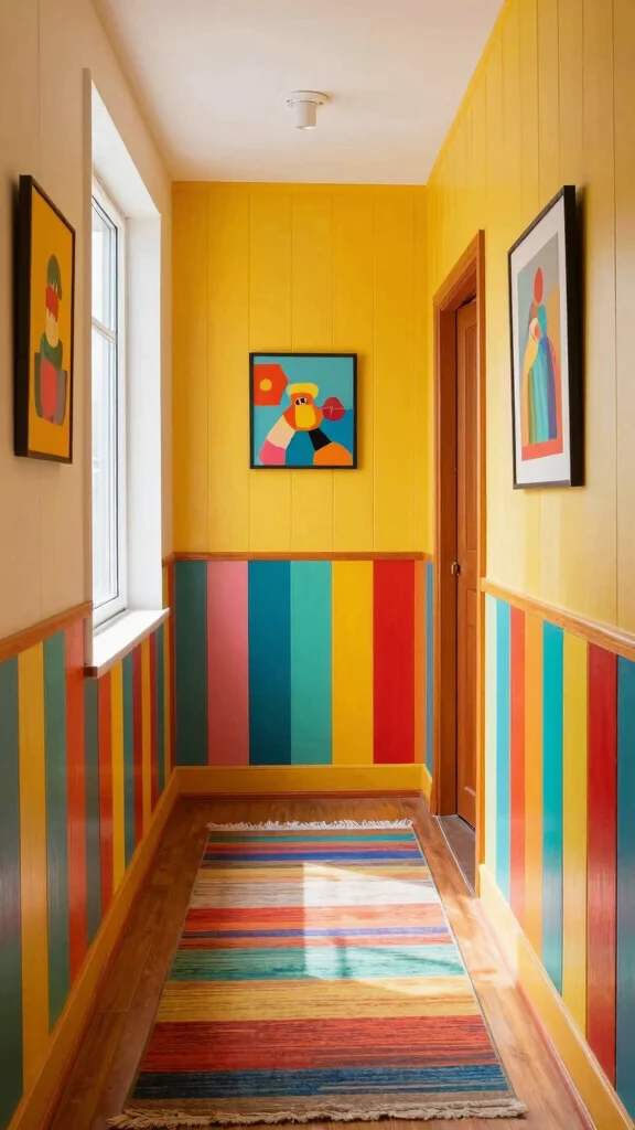 11 Hallway Board-and-Batten Ideas for a Classic Charming Wall Detail - 6. Playful Patterns 1