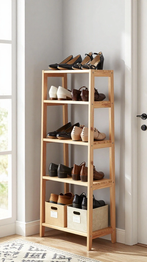 11 Hallway Drop Zone Ideas for a Tidy Functional Everyday Entrance - 1. Multi-Tiered Shoe Rack 1