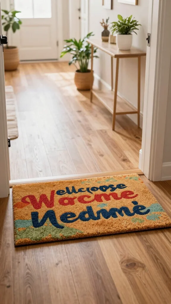 11 Hallway Drop Zone Ideas for a Tidy Functional Everyday Entrance - 11. A Welcome Mat with Personality 1