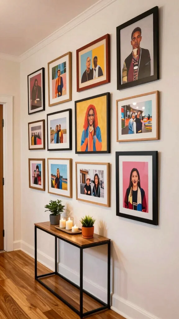 11 Hallway Drop Zone Ideas for a Tidy Functional Everyday Entrance - 6. Personalized Art Display 1