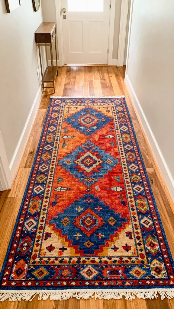 11 Hallway Drop Zone Ideas for a Tidy Functional Everyday Entrance - 7. Colorful Area Rugs 1