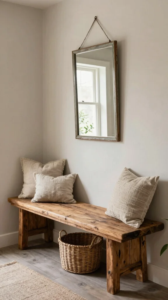 11 Hallway Entryway Bench Ideas for a Welcoming Functional Space - 1. Reclaimed Wood Bench 1