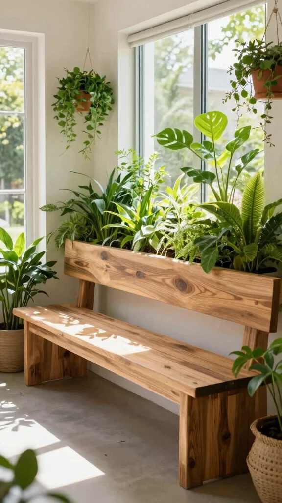 11 Hallway Entryway Bench Ideas for a Welcoming Functional Space - 11. Indoor Garden Bench 1