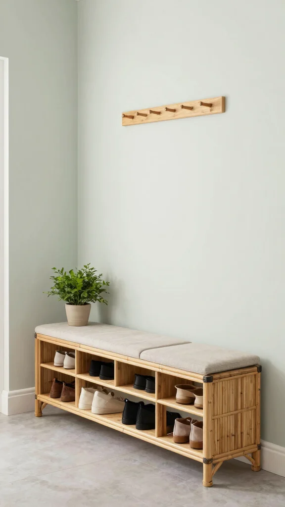 11 Hallway Entryway Bench Ideas for a Welcoming Functional Space - 2. Bamboo Storage Bench 1