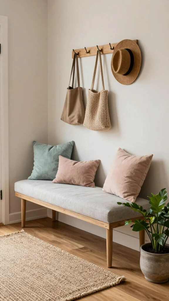 11 Hallway Entryway Bench Ideas for a Welcoming Functional Space - 5. Eco-Friendly Upholstered Bench 1