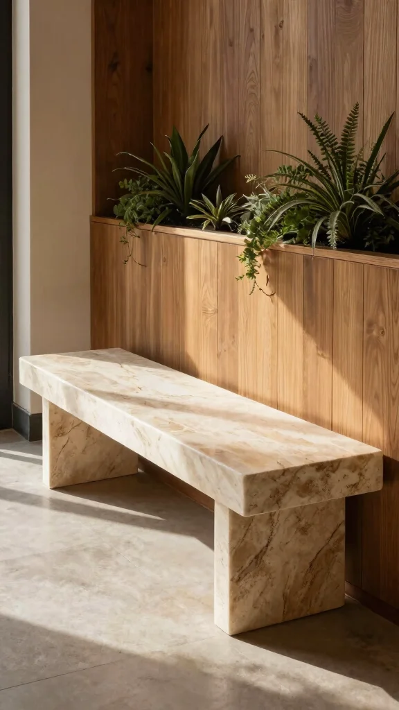11 Hallway Entryway Bench Ideas for a Welcoming Functional Space - 8. Natural Stone Bench 1