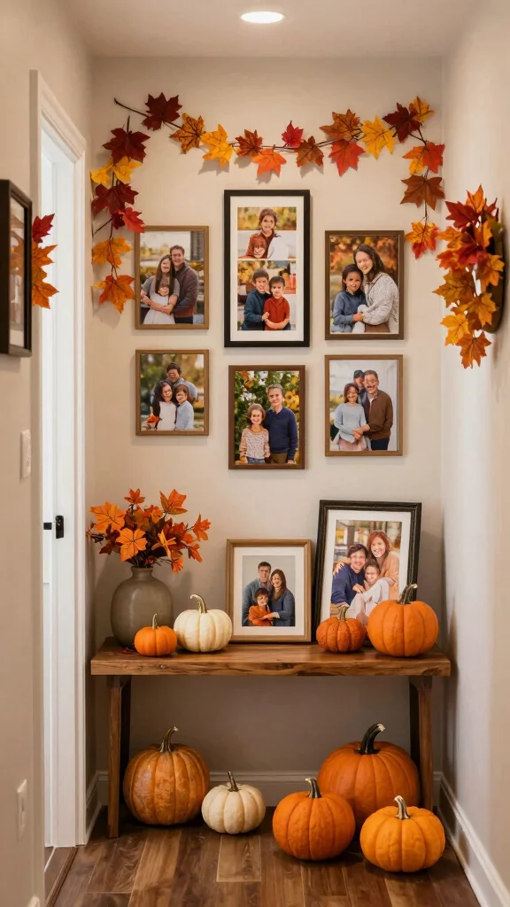 11 Hallway Family Picture Wall Ideas for a Personal Warm Display - 11. Seasonal Swap 1