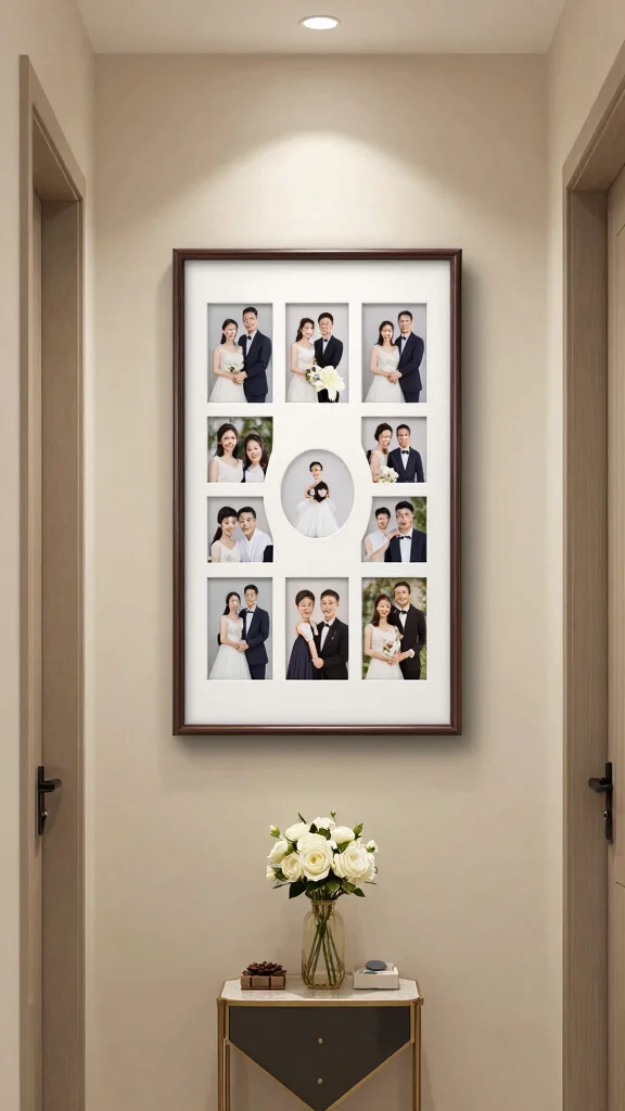11 Hallway Family Picture Wall Ideas for a Personal Warm Display - 6. Rotating Picture Frame 1