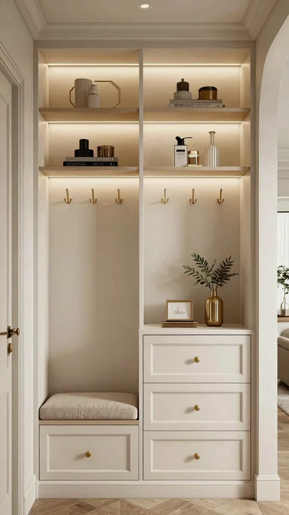 11 Hallway Jacket Storage Ideas for a Tidy Accessible Entrance - 8. Built-in Storage Solutions 1