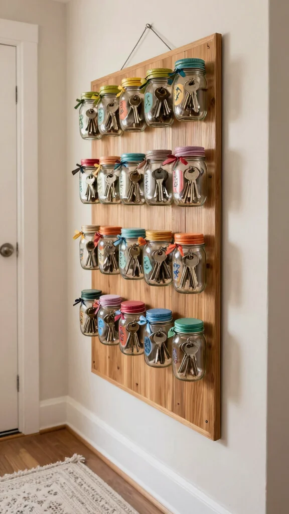 11 Hallway Key Storage Ideas for a Tidy Accessible Entrance - 10. DIY Mason Jar Holders 1