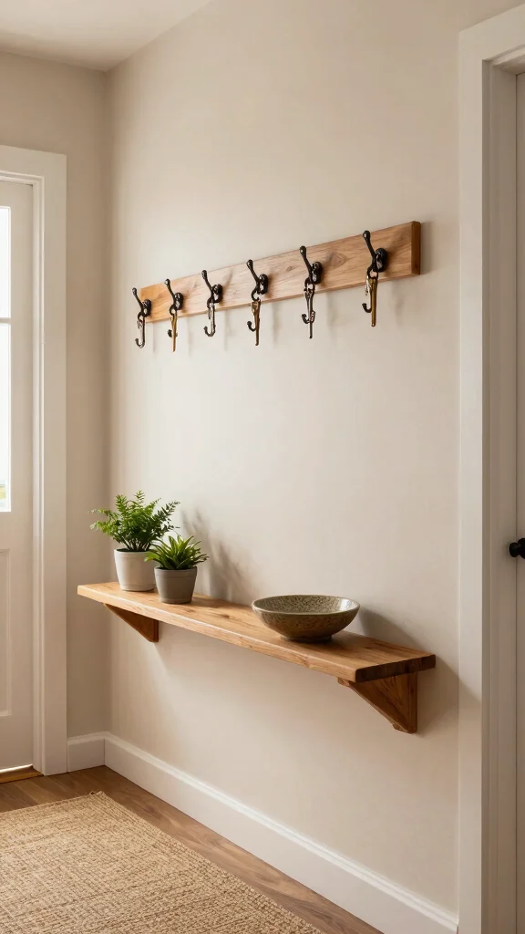 11 Hallway Key Storage Ideas for a Tidy Accessible Entrance - 9. Key Hooks with a Shelf 1