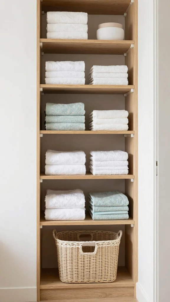 11 Hallway Linen Closet Built-In Ideas for a Seamless Organized Space - 1. Multi-Tiered Shelving for Optimal Efficiency 1