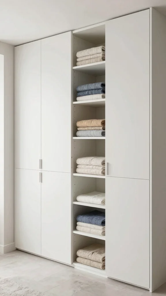11 Hallway Linen Closet Built-In Ideas for a Seamless Organized Space - 5. Custom Fit Built-In Cabinets 1